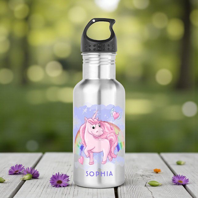 Botella De Agua Nombre personalizado moderno del arcoiris de unico (Subido por el creador)