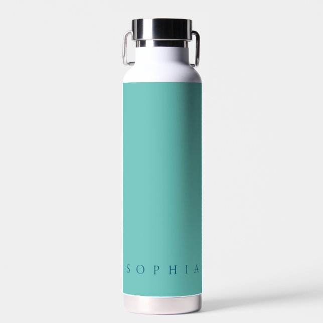 Botella De Agua Nombre personalizado moderno Verde azulado y azul (Delantero)