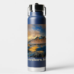 Botella De Agua Nombre personalizado Montañas Vestrahorn, Islandia