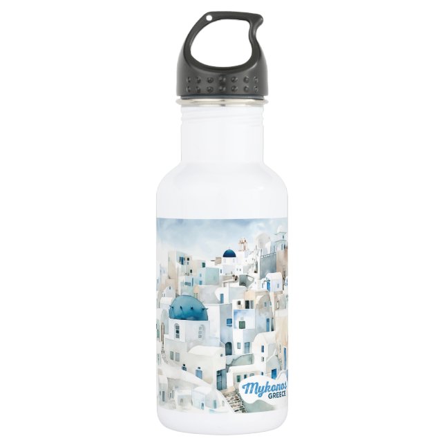 Botella De Agua Nombre personalizado Mykonos Grecia (Anverso)