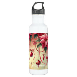 Botella De Agua Nombre personalizado Navidades de Poinsettia sensa