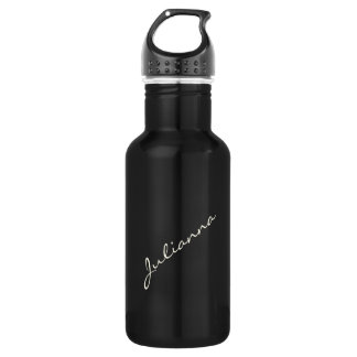 Botella De Agua Nombre Personalizado Negro Blanco Bridal Favor Fit