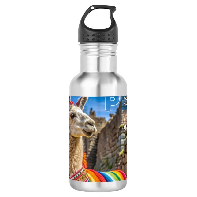 Botella De Agua Nombre personalizado Perú Llama (Anverso)