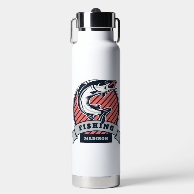 Botella De Agua Nombre personalizado Pesca (Frente)
