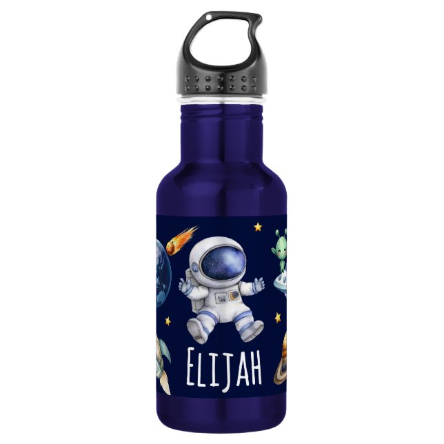 Botella De Agua Nombre personalizado Planetas espaciales astronaut (Anverso)