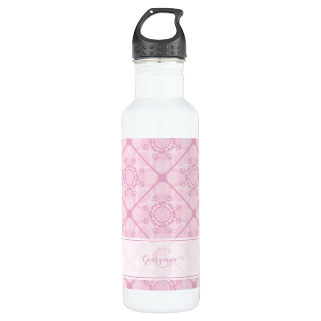 Botella De Agua Nombre Personalizado Preppy En Diamante De Mandala (Anverso)