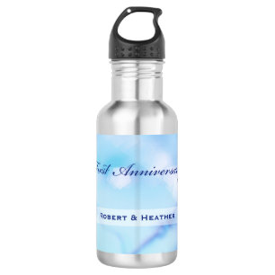 Botella De Agua Nombre personalizado, primer aniversario de Boda