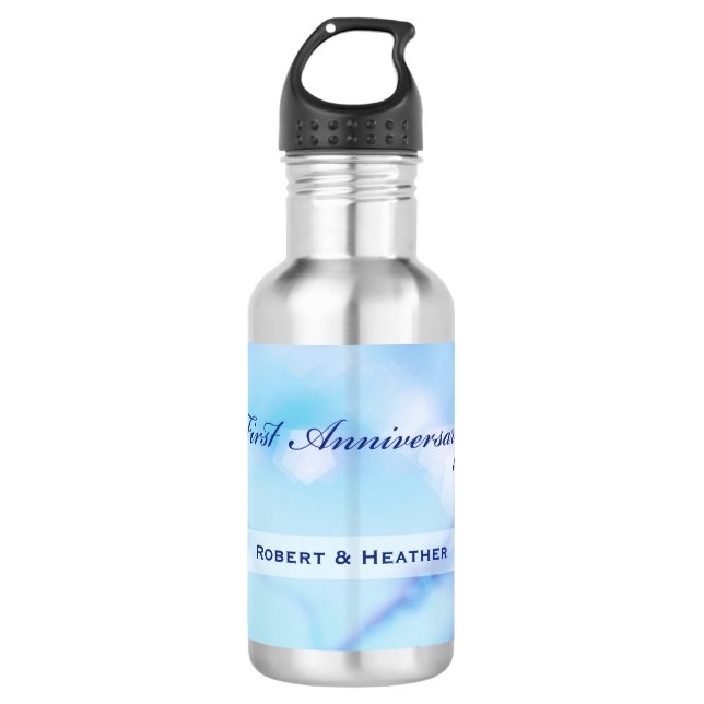 Botella De Agua Nombre personalizado, primer aniversario de Boda (Anverso)