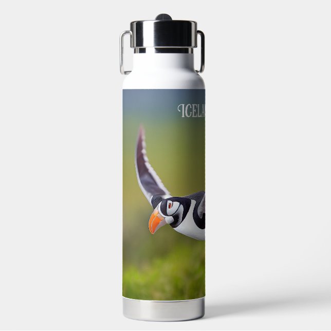 Botella De Agua Nombre personalizado Puffin de Islandia (Frente)
