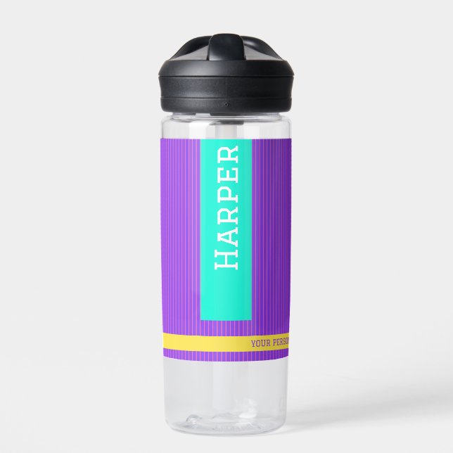 Botella De Agua Nombre personalizado púrpura de moda (Delante)