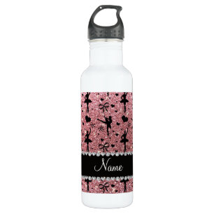 Botella De Agua Nombre personalizado purpurinas rosados pastel