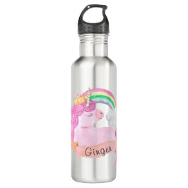 Botella De Agua Nombre personalizado 🌈 Rainbow Unicorn    