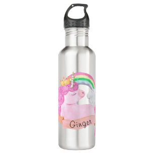 Botella De Agua Nombre personalizado 🌈 Rainbow Unicorn