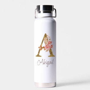 Botella De Agua Nombre personalizado Relieve metalizado dorado Rub