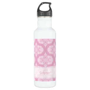 Botella De Agua Nombre personalizado retro 1970 Preppy en Mandala 
