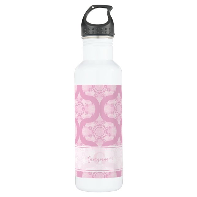 Botella De Agua Nombre personalizado retro 1970 Preppy en Mandala  (Anverso)