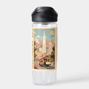 Botella De Agua Nombre Personalizado Retro San Francisco