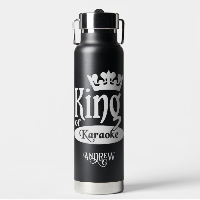 Botella De Agua Nombre personalizado Rey de Karaoke (Frente)