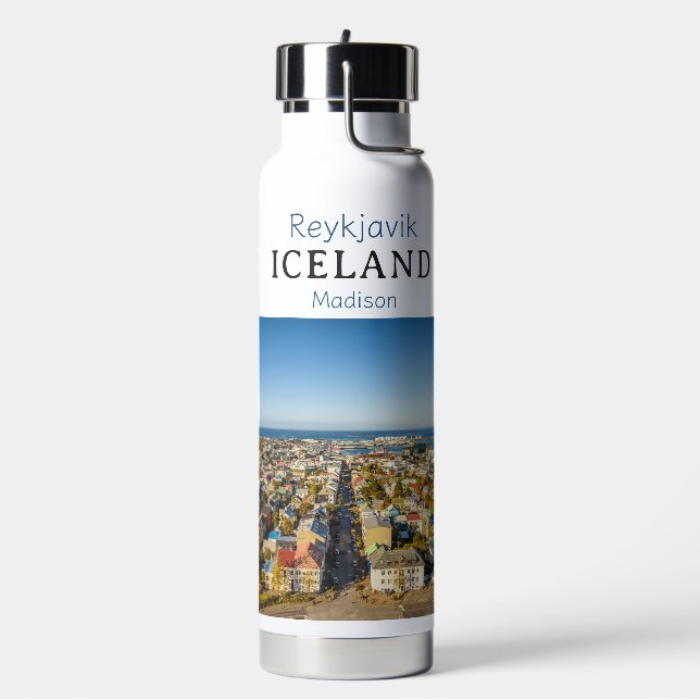Botella De Agua Nombre personalizado Reykjavik Islandia (Izquierda)