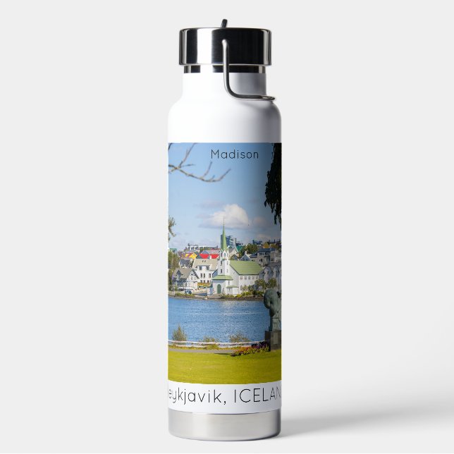 Botella De Agua Nombre personalizado Reykjavik Islandia (Izquierda)