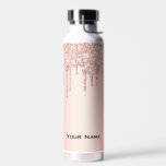Botella De Agua Nombre personalizado Rosa de oro de Moda de moda<br><div class="desc">Moda de moda Cute Rosa Dorado Nombre personalizado Botella de agua</div>