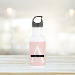 Botella De Agua Nombre personalizado rosa pastel minimalista<br><div class="desc">Nombre personalizado rosa pastel minimalista</div>