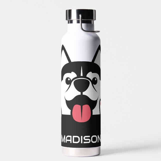 Botella De Agua Nombre personalizado Siberian Husky cutto (Izquierdo)