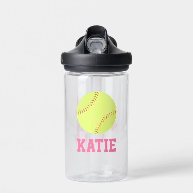Botella De Agua Nombre personalizado Softball Jersey (Delante)
