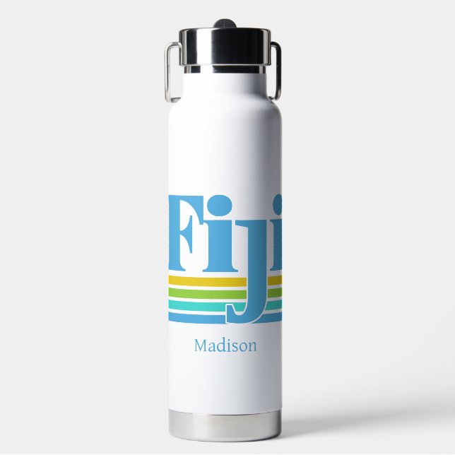 Botella De Agua Nombre personalizado / Texto Fiji (Frente)