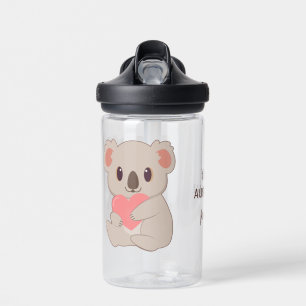 Botella De Agua Nombre personalizado, texto y color Amor Koala