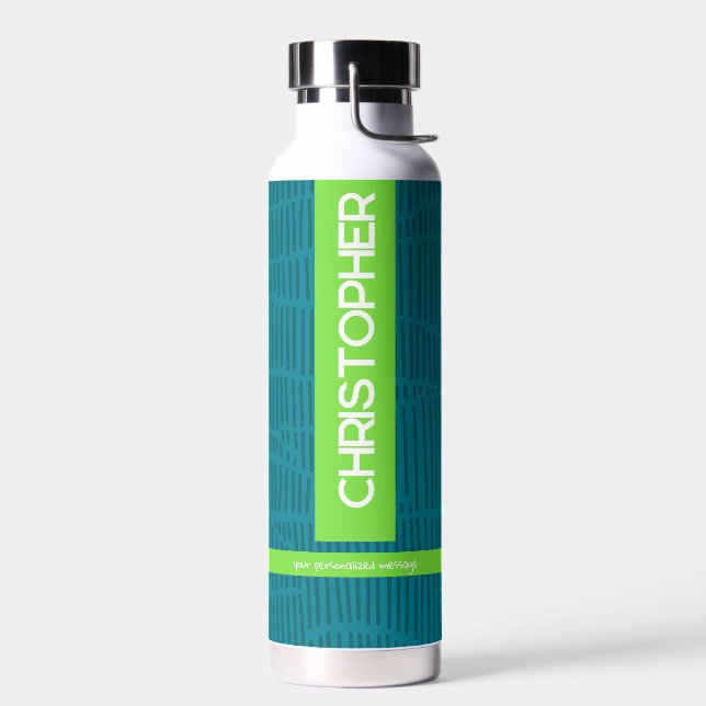 Botella De Agua Nombre personalizado verde moderno (Izquierdo)