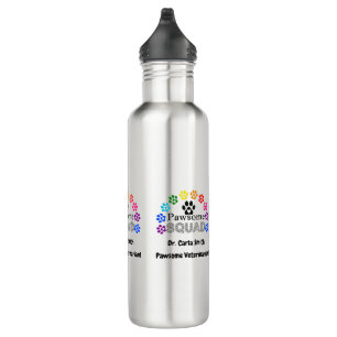 Botella De Agua Nombre personalizado veterinario de Pawsome -