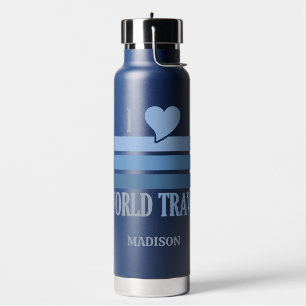 Botella De Agua Nombre personalizado World Travel