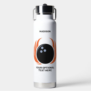 Botella De Agua Nombre personalizado y bola de bolos de texto con