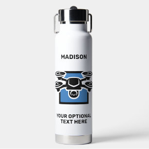 Botella De Agua Nombre personalizado y Drone de texto