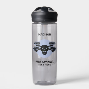 Botella De Agua Nombre personalizado y Drone de texto