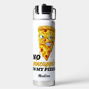 Botella De Agua Nombre personalizado y pizza de ingredientes enoja