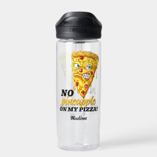 Botella De Agua Nombre personalizado y pizza de ingredientes enoja