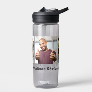 Botella De Agua Nombre personalizado y sus 3 fotos