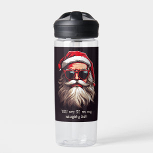 Botella De Agua Nombre personalizado y texto gruñón Santa