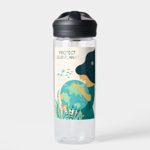 Botella De Agua Nombre personalizado y texto Planeta Tierra Madre