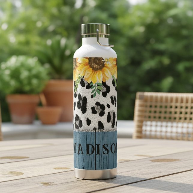 Botella De Agua Nombre Rústico Chic de Estampado de Leopardo de Gi (Subido por el creador)