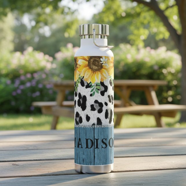Botella De Agua Nombre Rústico Chic de Estampado de Leopardo de Gi (Subido por el creador)