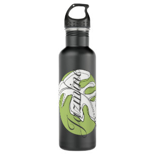Botella De Agua Nombre verde de hoja doble de monstera