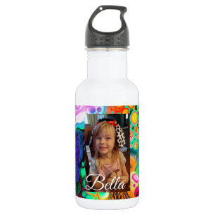 Botella De Agua Nombre y foto coloridos personalizados   