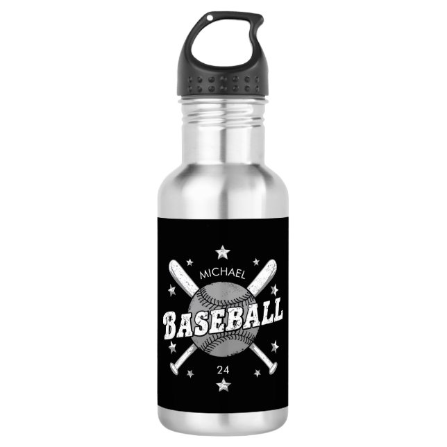 Botella De Agua Nombre y número personalizados de béisbol de moda (Anverso)