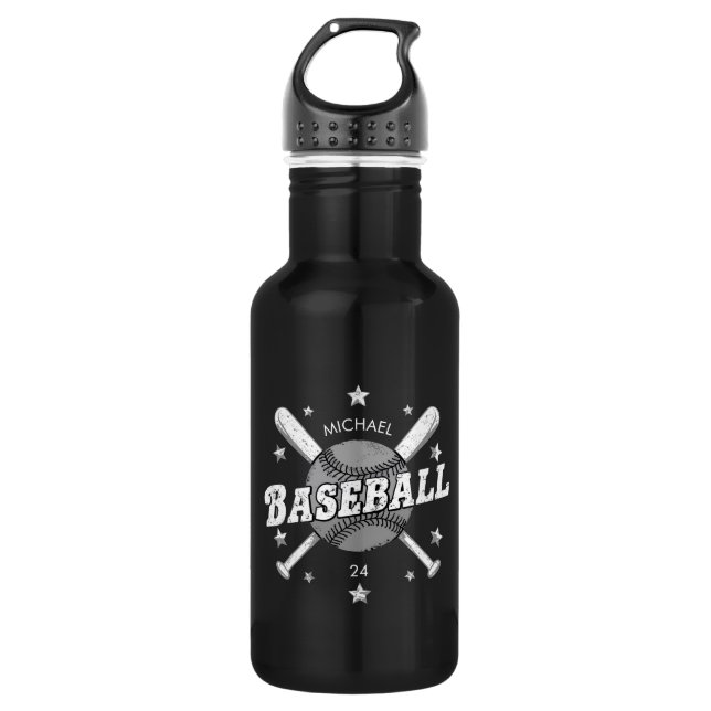 Botella De Agua Nombre y número personalizados de béisbol de moda (Anverso)