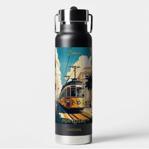 Botella De Agua Nombre y texto personalizados Lisboa Portugal