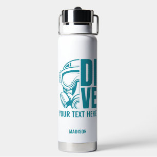 Botella De Agua Nombre y ubicación personalizados Buceo Scuba