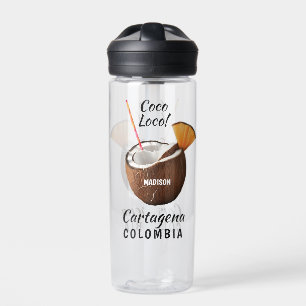 Botella De Agua Nombre y ubicación personalizados Coco Loco